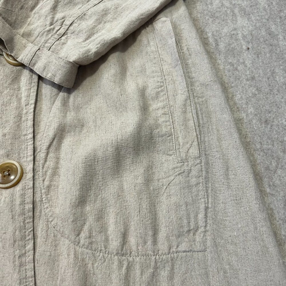Free People Sweet Melody Trench Coat Size XS Natural Beige Linen Blend Duster - Picture 8 of 12